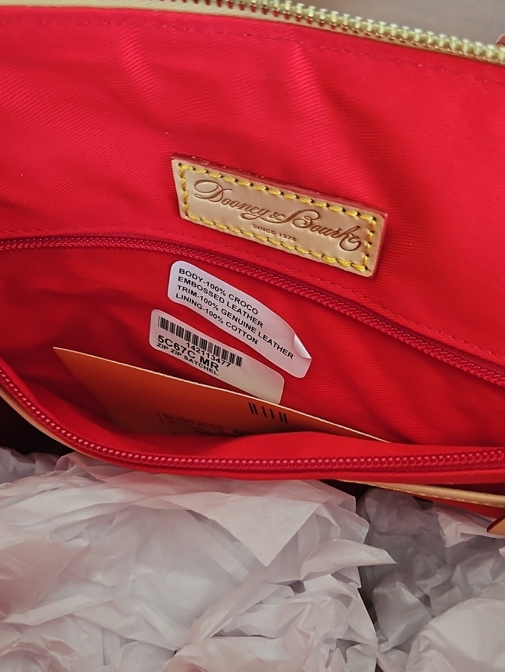 NWT Dooney & Bourke Marine Croc-Embossed Zip Zip Satchel with Matching Pouch - Picture 6 of 16